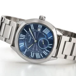 Men's Blue Classique Watch with Precision Crystal Movement and Stainless Steel Band